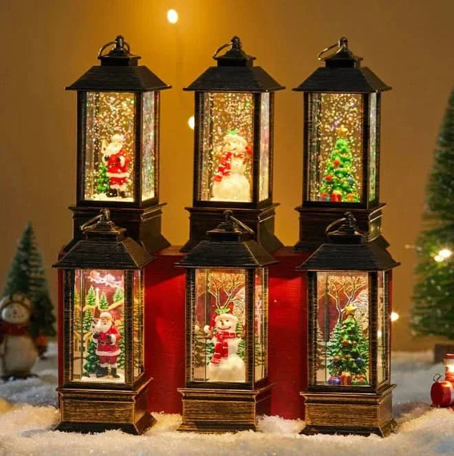 Luz Noturna Decorativa Natalina com Papai Noel e Boneco de Neve