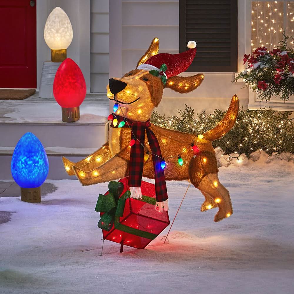 Cachorrinho de Natal Alegre e Saltitante com 144 LEDs Coloridos