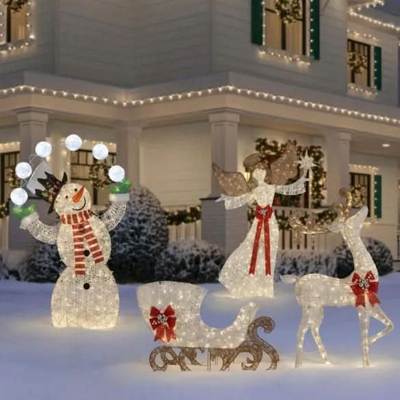 Boneco de Neve Iluminado com 156 LEDs Branco Quente – 1,82 m