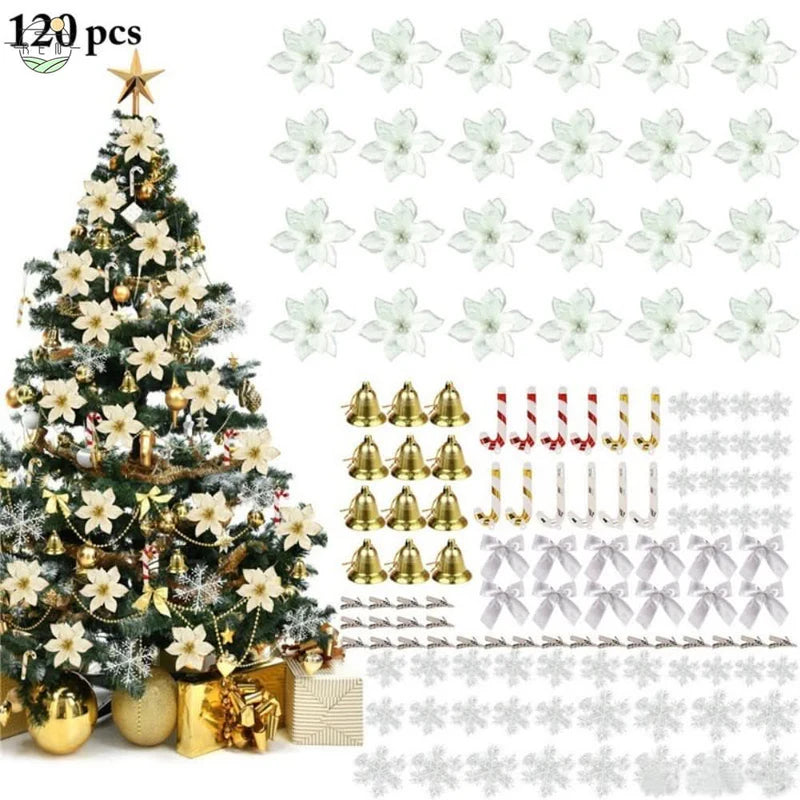 KIT NATAL FELIZ 02 – Árvore de Natal + 120 Enfeites de Decoração